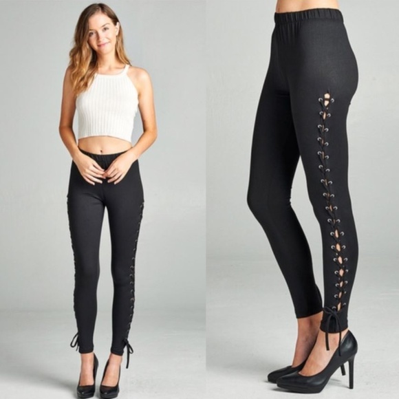 Glam Girl Fashion Pants - NWT Super Soft Stretch Lace Up Leggings